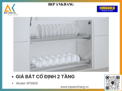 Kệ chén bát đĩa cố định 2 tầng Eurogold EPS600 - 600mm - Inox 304